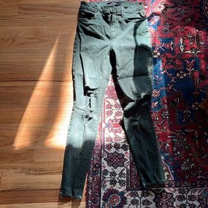 J Brand ALANA Green Denim Ripped & Frayed Jeans